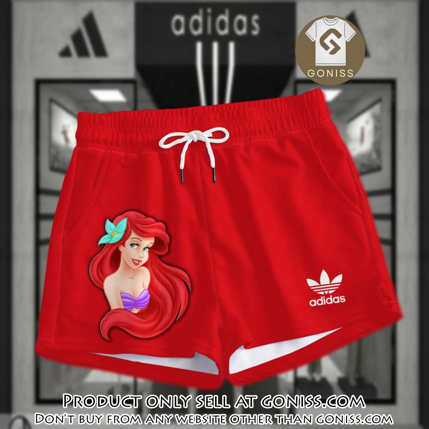 Premium ariel princess in adidas women shorts lady beach shorts wms1087 gn1227502